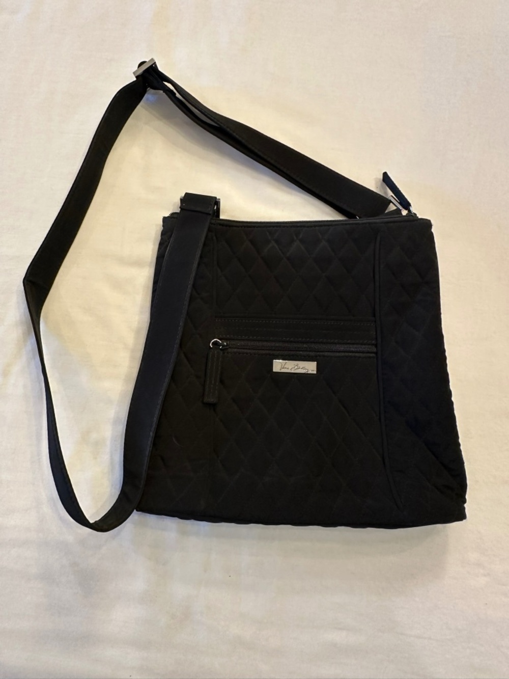 Vera Bradley Black Quilted Crossbody Bag – Leopard Print Interior
